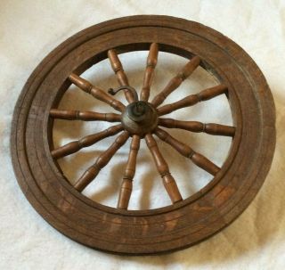 Antique 20 " Diameter Wooden Wheel (spinning) 12 Spoke Spindle Wall Decor - Exc