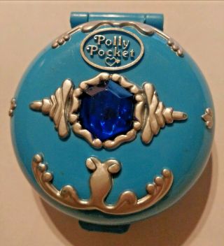 Vintage 1992 Polly Pocket Blue Jeweled Compact Bluebird Under Sea