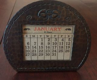 Roycroft Hammered Copper Desk Calendar,  Antique