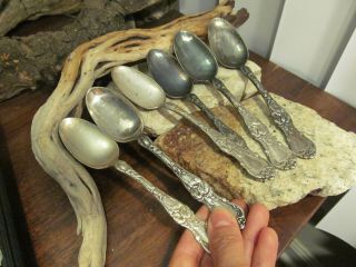 Vintage 1835 R Wallace Silverplate Floral 6 Tea Spoons 6 "