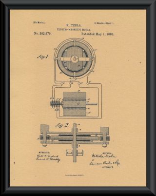 1888 Nikola Tesla Elec.  Mag.  Motor Patent Reprint On 100 Year Old Paper P026