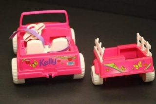 Barbie Kelly Pink Jeep & Trailer 1997 Power Wheels Motorized Car Vintage 90 ' s 5