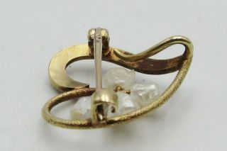 Antique Victorian 14k Yellow Gold Diamond & Seed Pearl Flower Heart Pin MJA 4