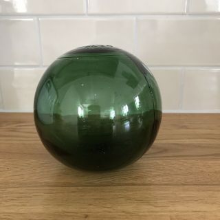 Vintage Green Glass Buoy Marked Made In England Fishing Float
