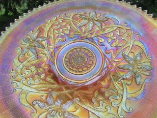 Northwood Wishbone Antique Carnival Art Glass Chop Plate Marigold Spectacular