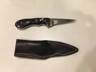 R & R Rose Custom Made Knife With Leather Sheath