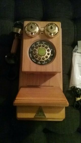 Retro Vintage Telephone Wall Mount Phone American Heritage Antique Wood Decor