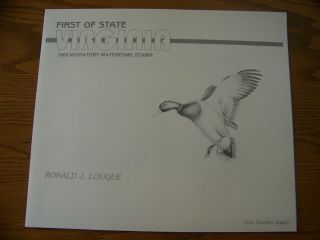 First Of State Virginia 1988 Migratory Duck Stamp & Print By Ronald J.  Louque