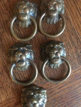 5 Classics Lion Head Ring Pull Drawer Cabinet Door Handles Knobs Antique Brass