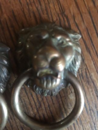 5 Classics Lion Head Ring Pull Drawer Cabinet Door Handles Knobs Antique Brass 2