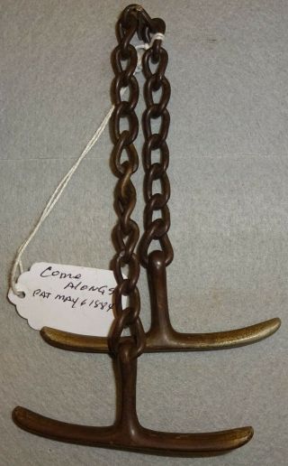 Antique Handcuffs,  Come Along Chain Twister Circa 1884 3