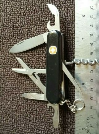 Retired Wenger Swiss Army 85mm Black Adventurer Multi Tool Pocket Knife Sak