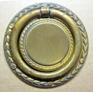 1 Antique Keeler Kbc Shabby Worn Brass 2 - 3/4 " Round Wreath Ring Drawer Drop Pull