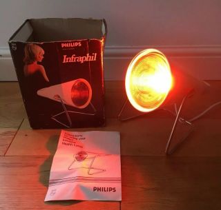 Vintage Retro Philips Infraphil Health Lamp Concentrated Beam Muscle Pain Boxed
