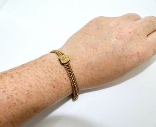 A Fine Antique Victorian Rolled Gold Heart Bracelet 13734