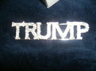 Trump Rhinestone Pin Made With Swarovski Crystals 4 " Wide In Gift Box