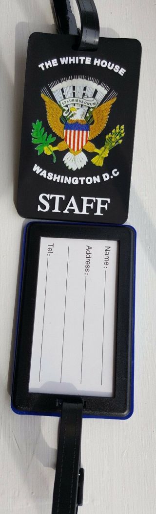 COLORED PRESIDENTIAL SEAL,  BLACK WHITE HOUSE STAFF LUGGAGE TAG (SET OF TWO TAGS) 4