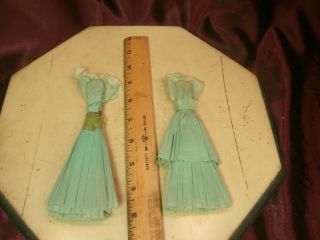 2 Vtg 1930 - 40 ' s clothes pin CREPE PAPER FIGURINES/DOLLS - 4