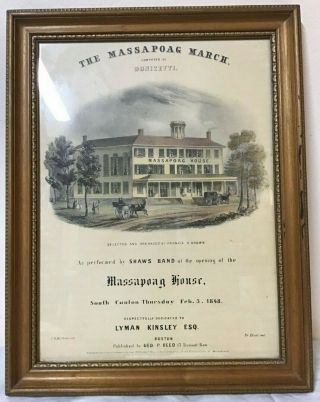 The Massapoag March By Gaetano Donizetti - Antique Sheet Music Cover Only (1848)