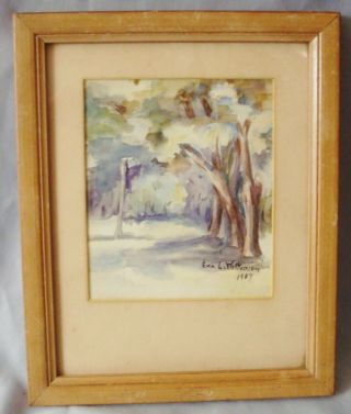Antique Water Color By Eva L Wilkinson Wooded Scene 1937 In Frame