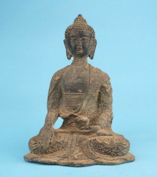 Unique Collec Spiritual Gift China Old Bronze Hand - Cast Buddha Statue