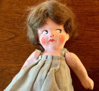 Vintage Minature Doll Composition ?? 6 " Tall Hand Painted