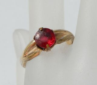 Antique Victorian Gold Filled Ring W Red Stone Size 9.  75