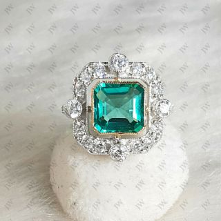 2.  5 Ct Art Deco Antique Emerald Cut Engagement Ring Re - Production Circa 1850
