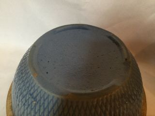 Blue Antique Stoneware Mixing Bowl With Handle Crock Primitive Vintage 10” 4