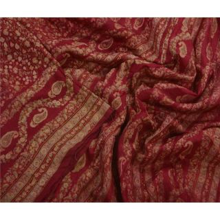 Sanskriti Antique Vintage Saree 100 Pure Silk Printed Craft Fabric 5 Yard Sari