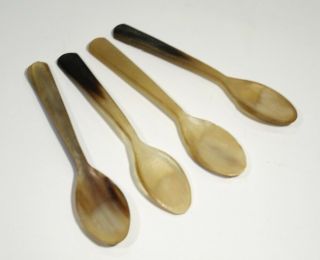 4 Antique Scottish Cow Horn Spoons.