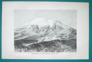 Mexico View Of Volcano Popocatepetl - 1891 Antique Print Engraving