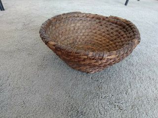 Antique Hand Woven 5x12 " Rye Straw Basket Fragile,  Loose But Native America