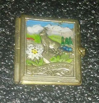 Antique Oberbayern Germany Souvenir Miniature Book Photo Album Locket Pendant