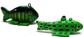 2 TERRIE WISE MICRO MINIS SUNFISH & TROUT FISH SPEARING DECOY ICE FISHING 2