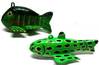 2 TERRIE WISE MICRO MINIS SUNFISH & TROUT FISH SPEARING DECOY ICE FISHING 4