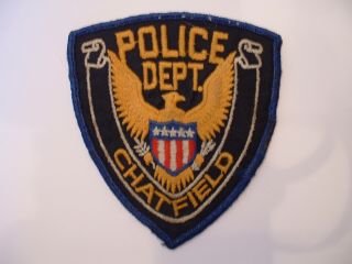 Chatfield Police Obsolete Cloth Shoulder Patch Minnesota Usa