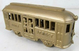 Ac Williams Antique Cast Iron Train Coin Bank Trolley Car (a) Main Street
