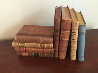 Antique Leather Bound Books Set Of 8 -