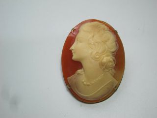 Antique Carved Cameo Ladies Brooch Pendant - P71