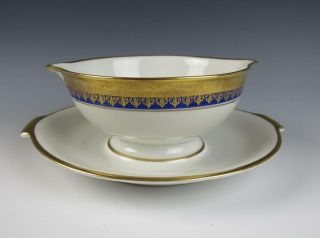 Rosenthal Aida Royal Blue & Gold Encrusted Gravy Boat Porcelain Cobalt Sauce 1