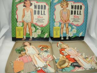 Vintage,  1940 ' s Paper Dolls,  Wood Dolls,  Whitman,  Betty & Joan W Boxes,  Clothes 6