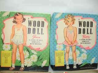 Vintage,  1940 ' s Paper Dolls,  Wood Dolls,  Whitman,  Betty & Joan W Boxes,  Clothes 7