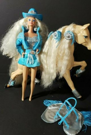 Vintage 1990s Western Stampin Barbie And Horse Not Complete