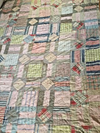 Antique Quilt Done In The Squares,  With Old Muted Colors