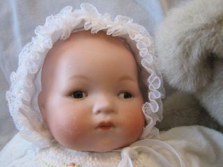 Antique German Armand Marseille Bisque Head Baby Doll W/ Cloth Body - 16 " Tall