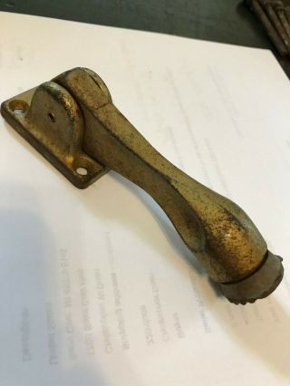 Old Brass Plated Cast Iron Arts Craft Victorian Industrial Drop Down Door Stop