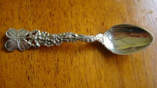 Redlich & Co.  Antique Sterling Demitasse Spoon - " Good Luck - Horseshoe & Clover "