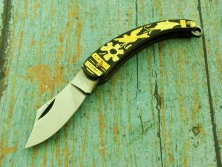 VINTAGE TOLEDO SPAIN GOLD DAMASCENE NAVAJA POCKET CLASP KNIFE WATCH FOB KNIVES 7