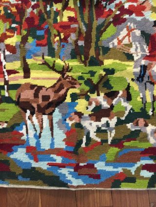 French Vintage Tapestry,  Hunting Scene,  Stag,  Deer,  Countryside In VGC 2